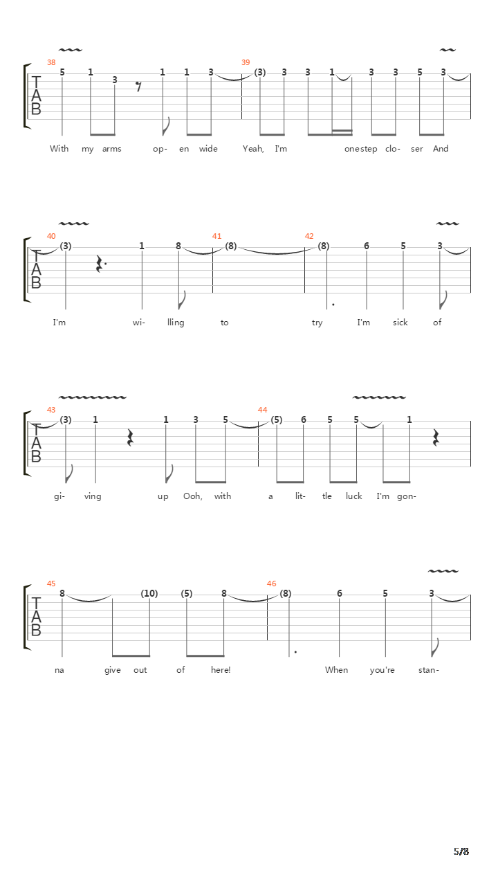One Step Closer吉他谱