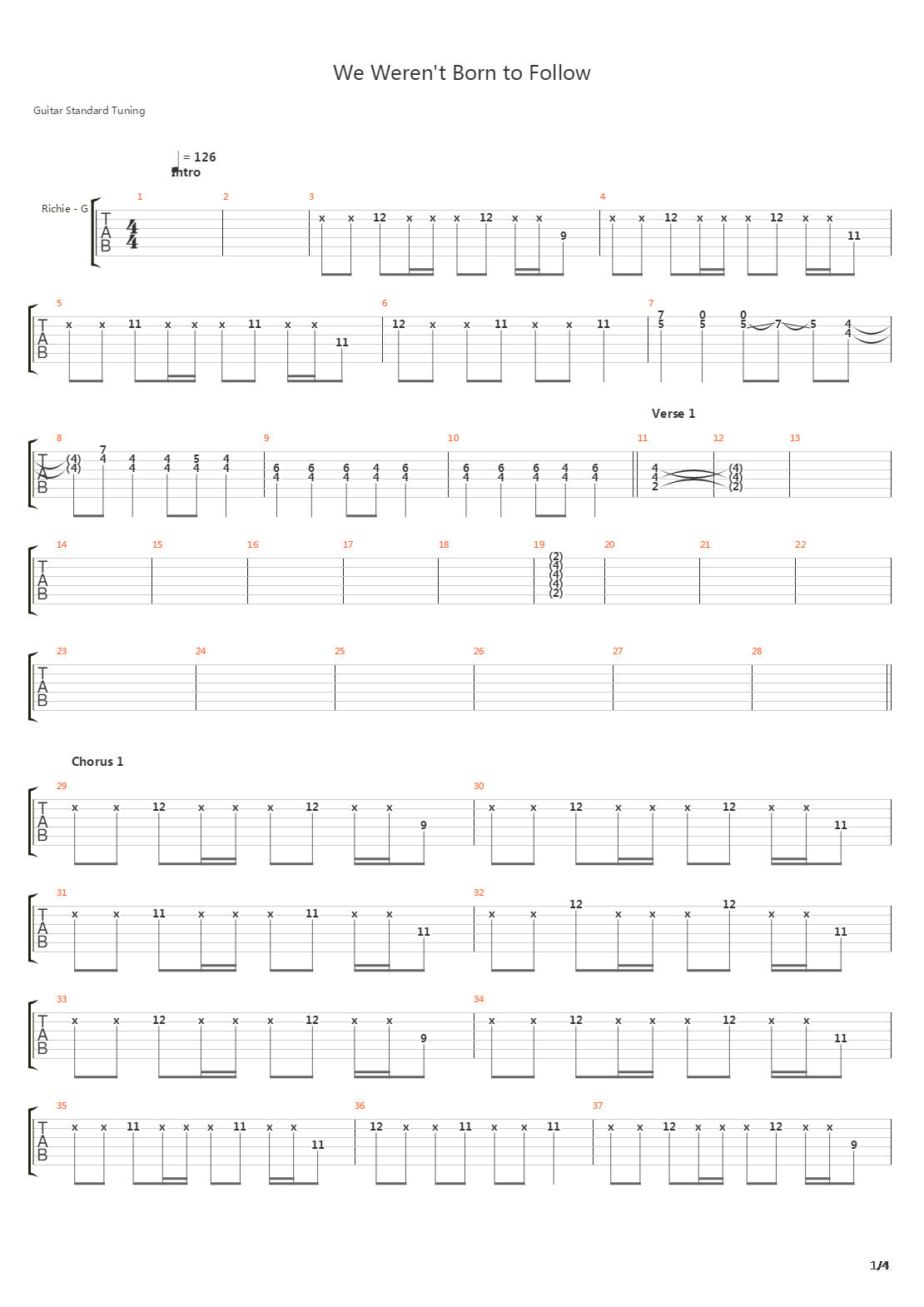 We Weren't Born To Follow吉他谱