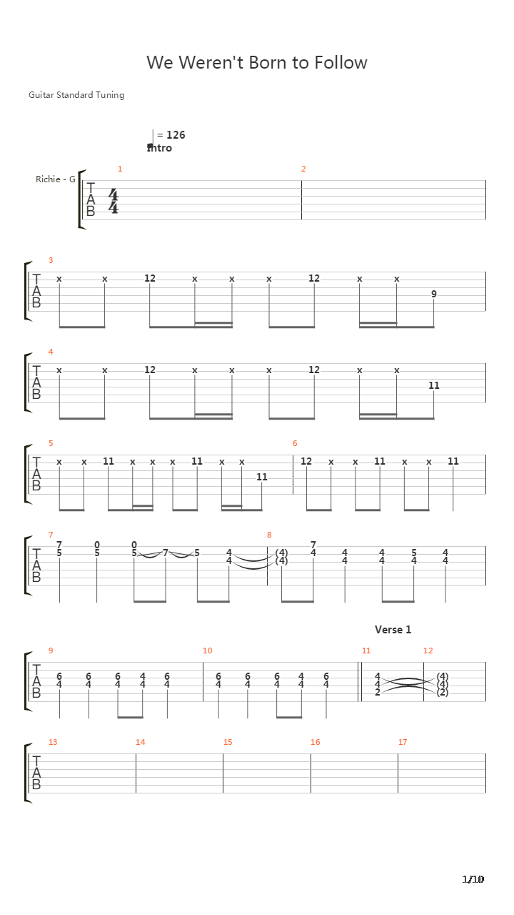 We Weren't Born To Follow吉他谱
