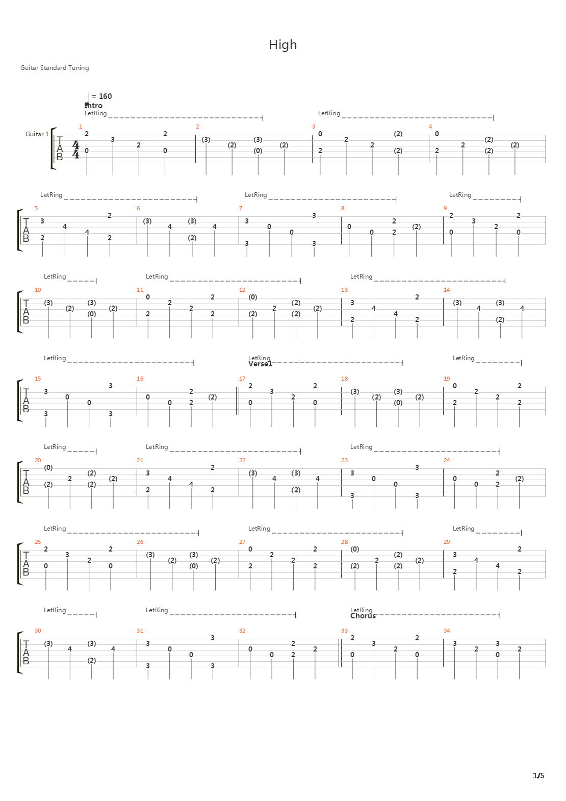 high吉他谱