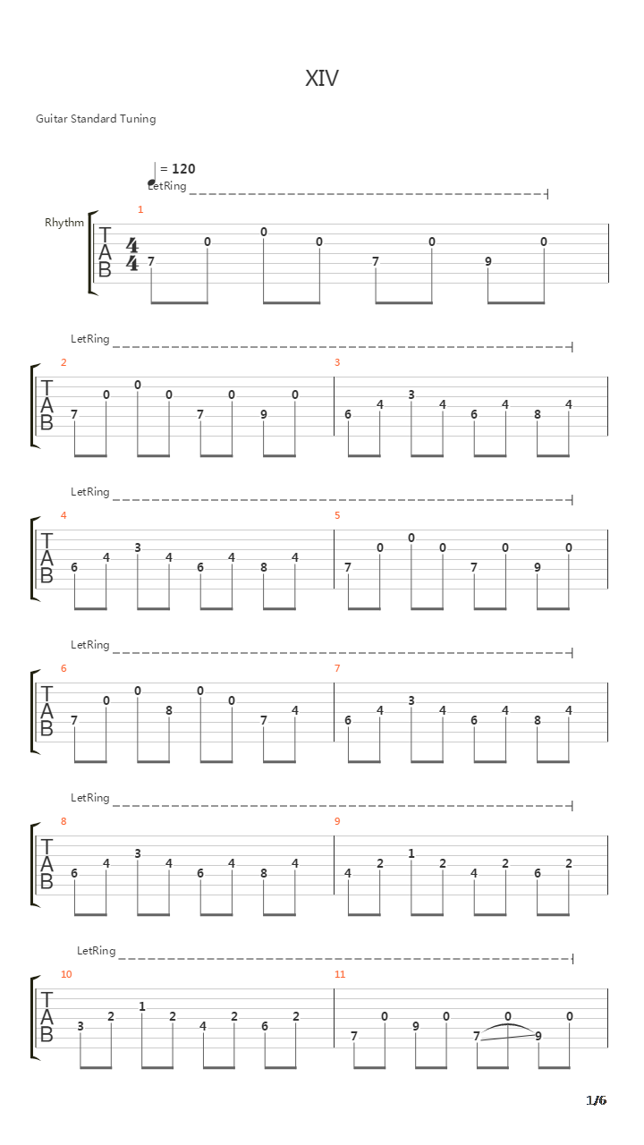 Xiv吉他谱