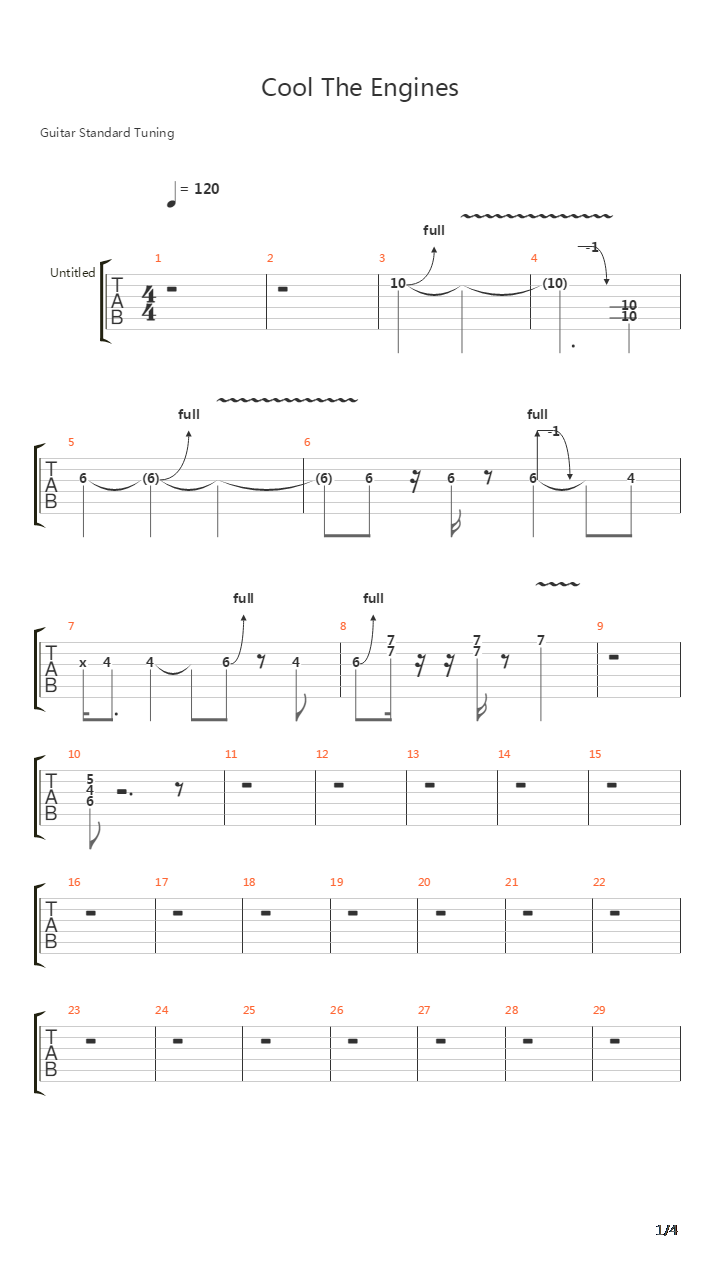 Cool The Engines吉他谱