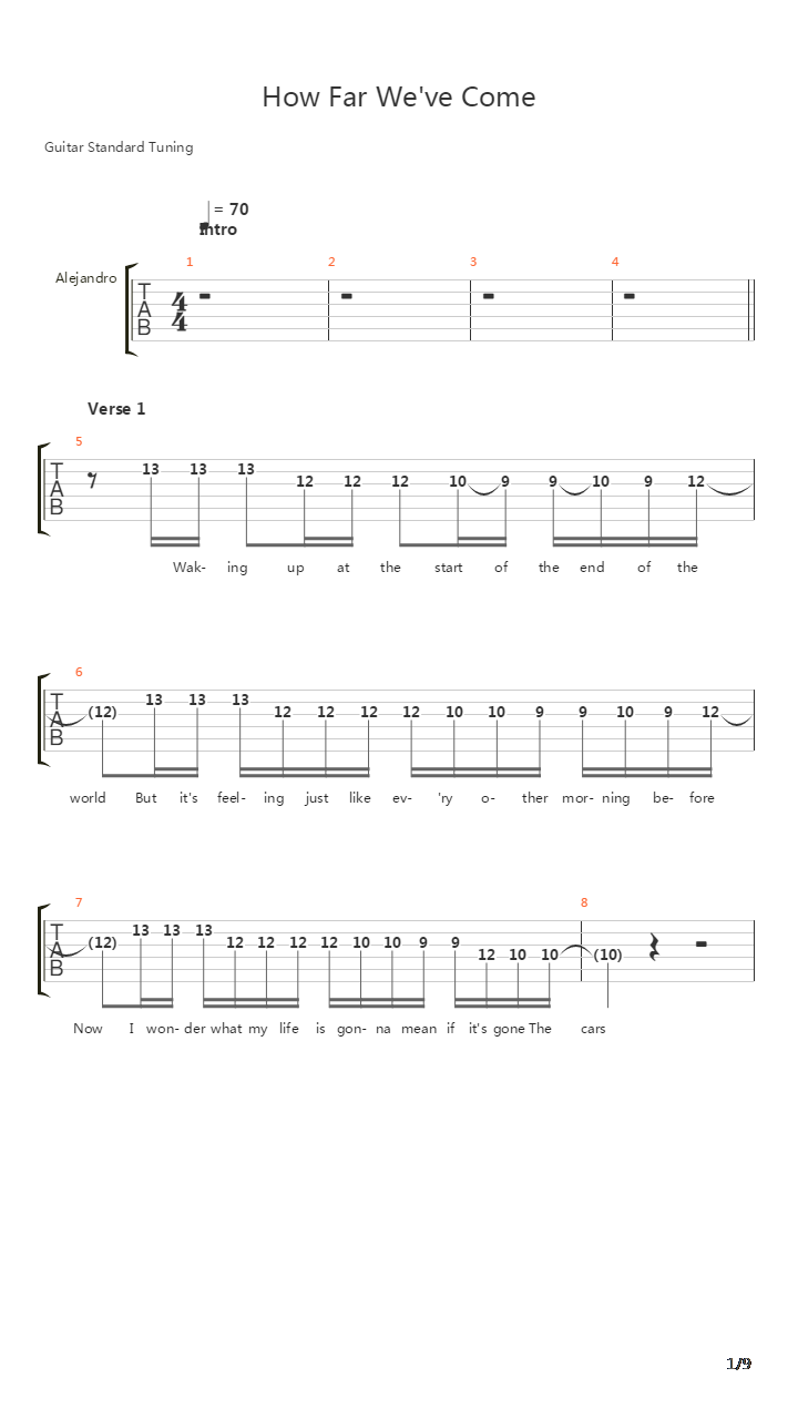 How Far We've Come吉他谱