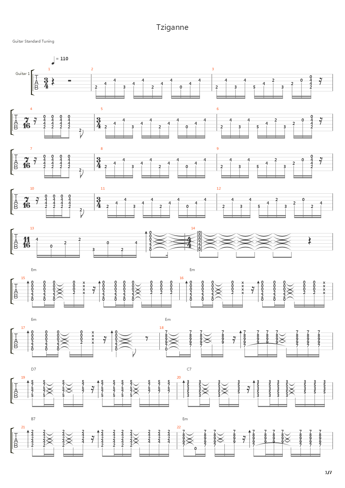 Tzigane吉他谱