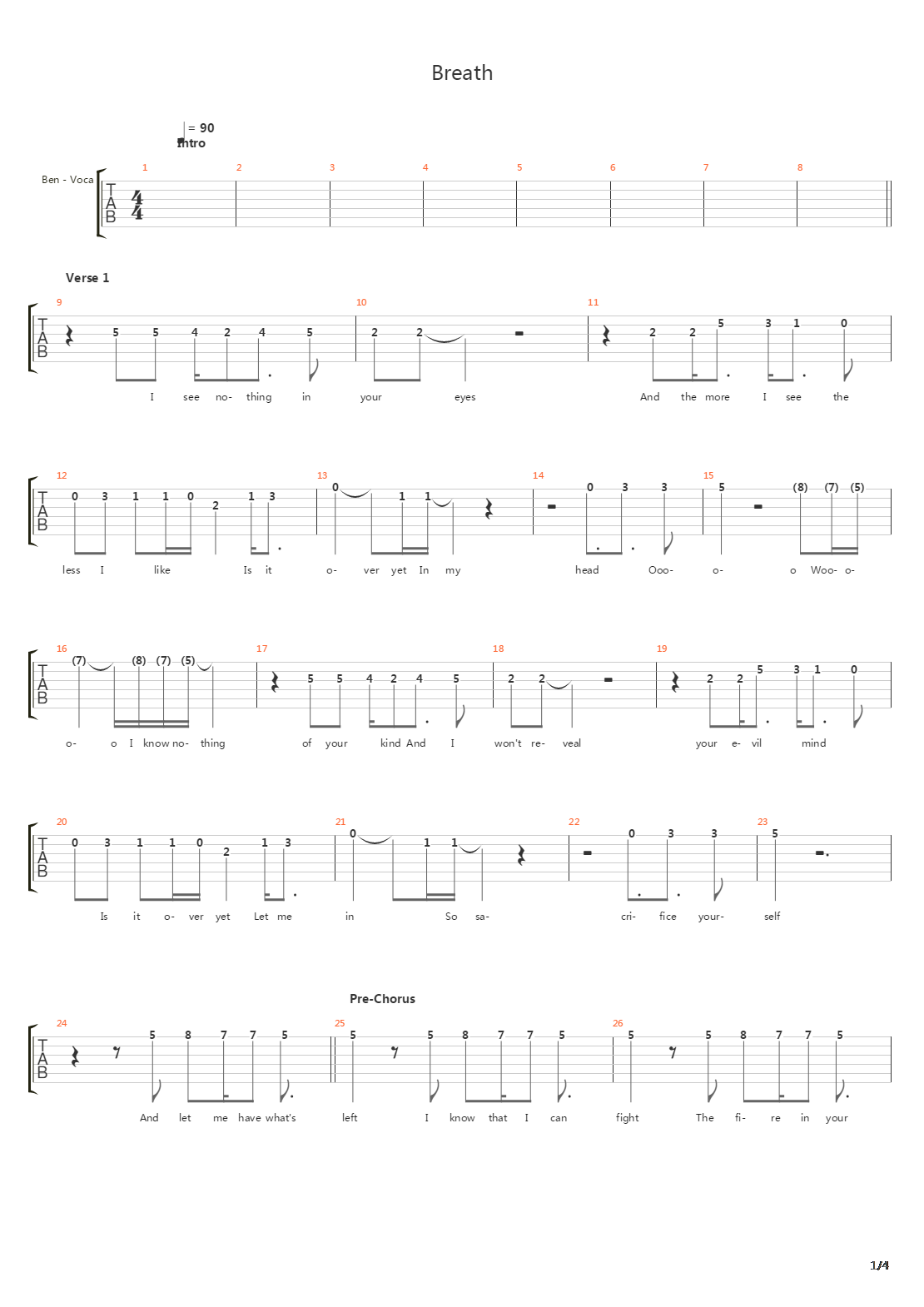 Breath吉他谱