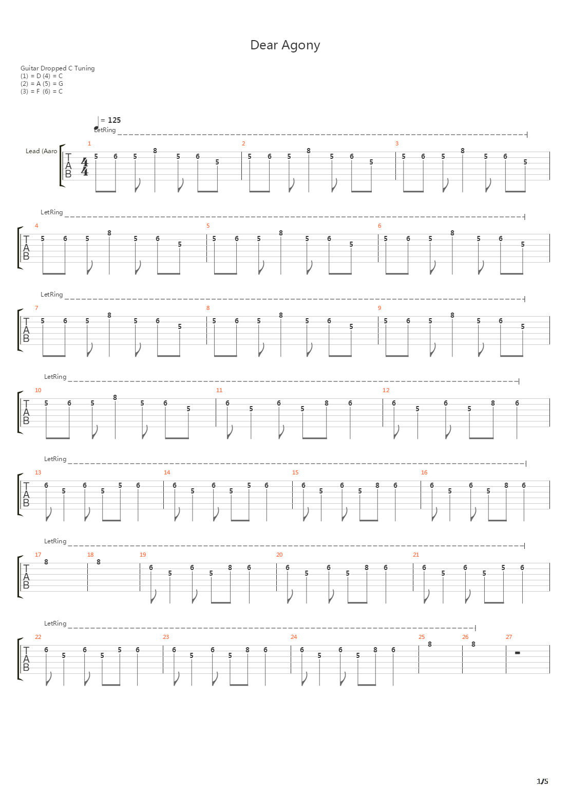 Dear Agony吉他谱