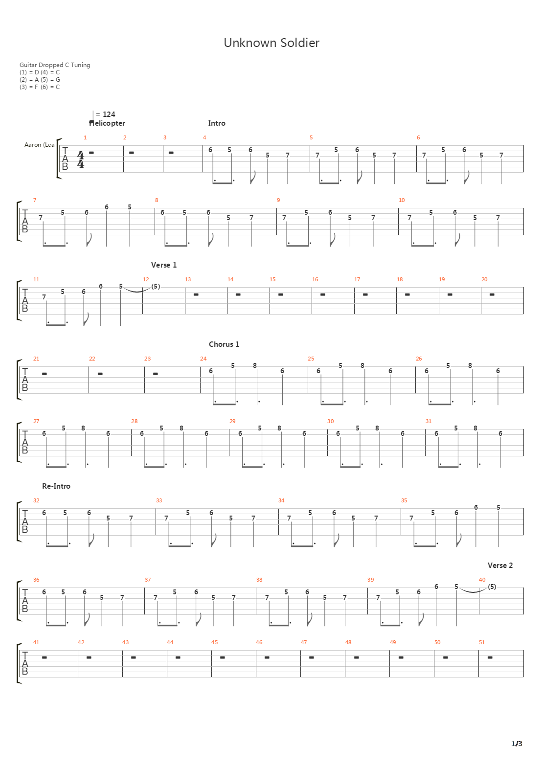 Unknown Soldier吉他谱