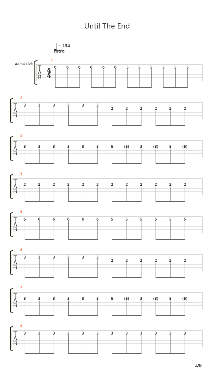 Until The End吉他谱