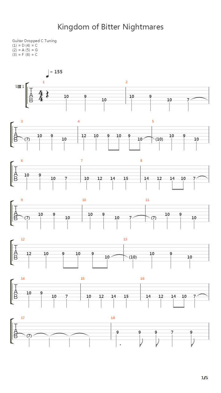 Kingdom Of Bitter Nightmares吉他谱