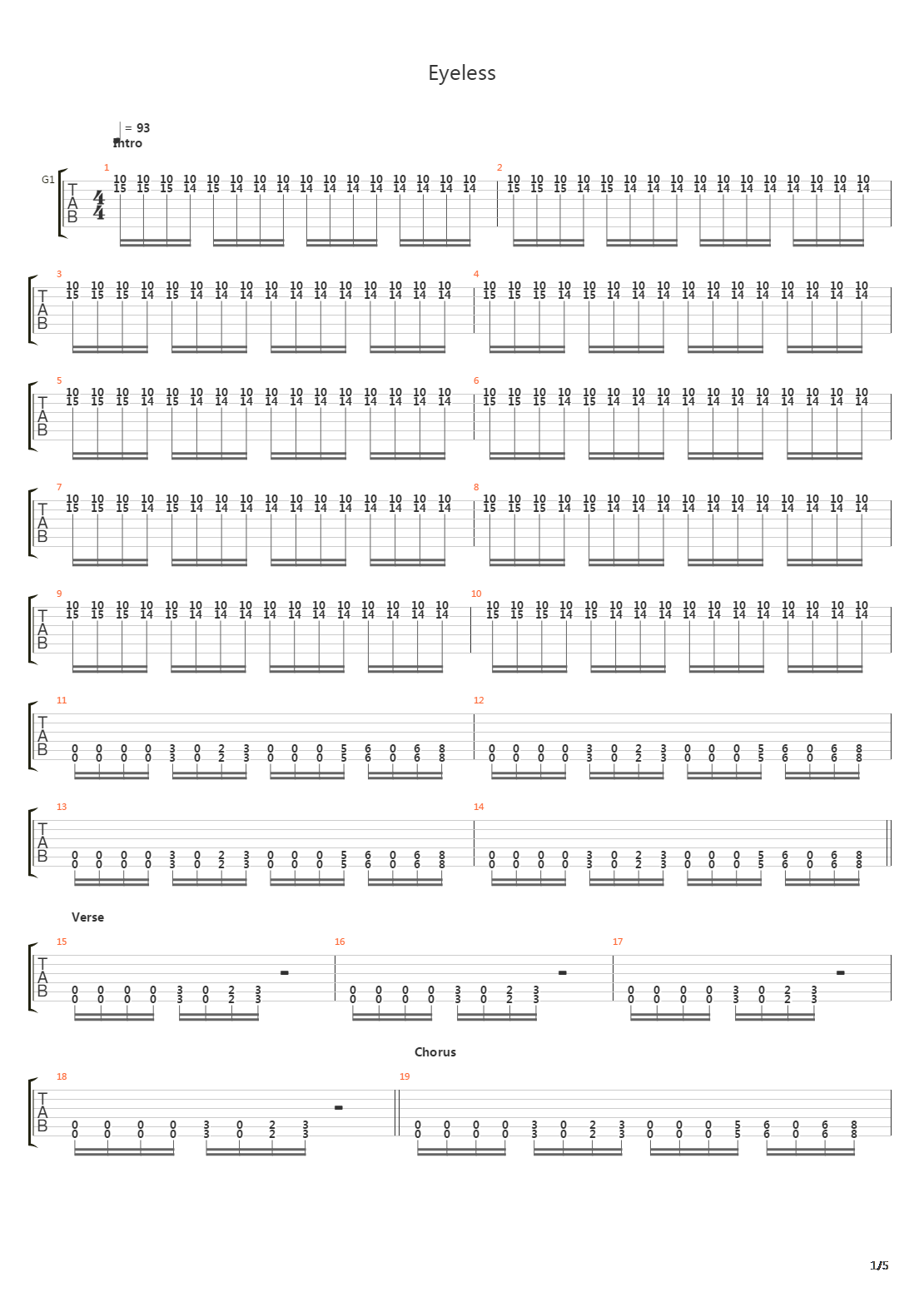 Eyeless吉他谱
