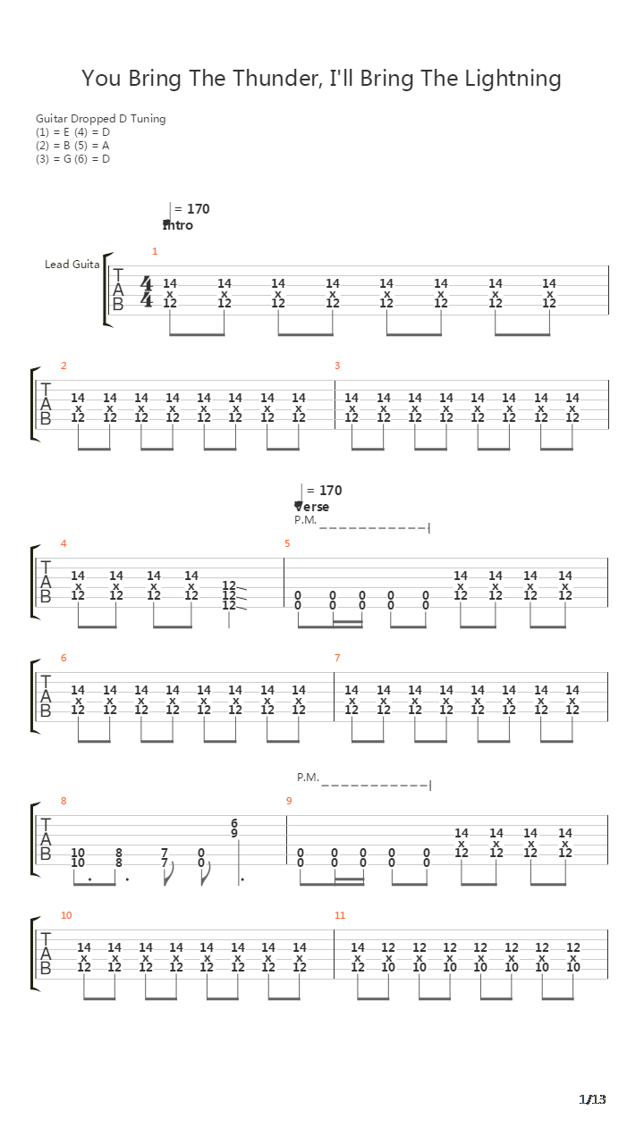 You Bring The Thunder, I'll Bring The Lightning吉他谱