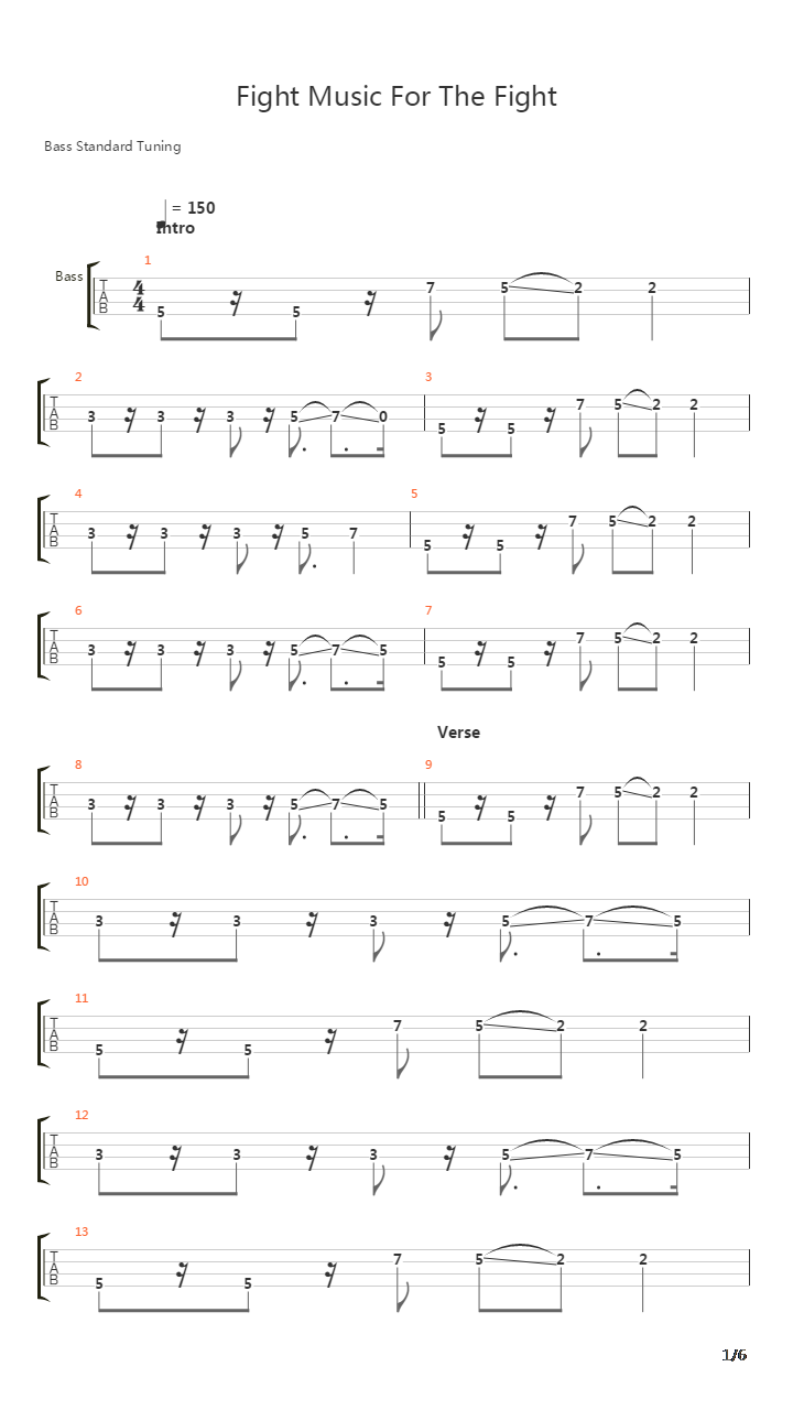 Fight Music For The Fight吉他谱