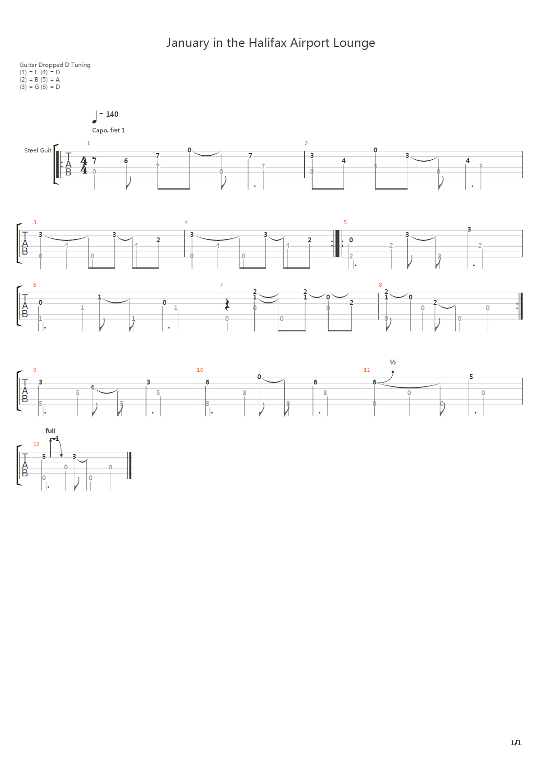 January At The Halifax Airport Lounge (Simplified Version)吉他谱