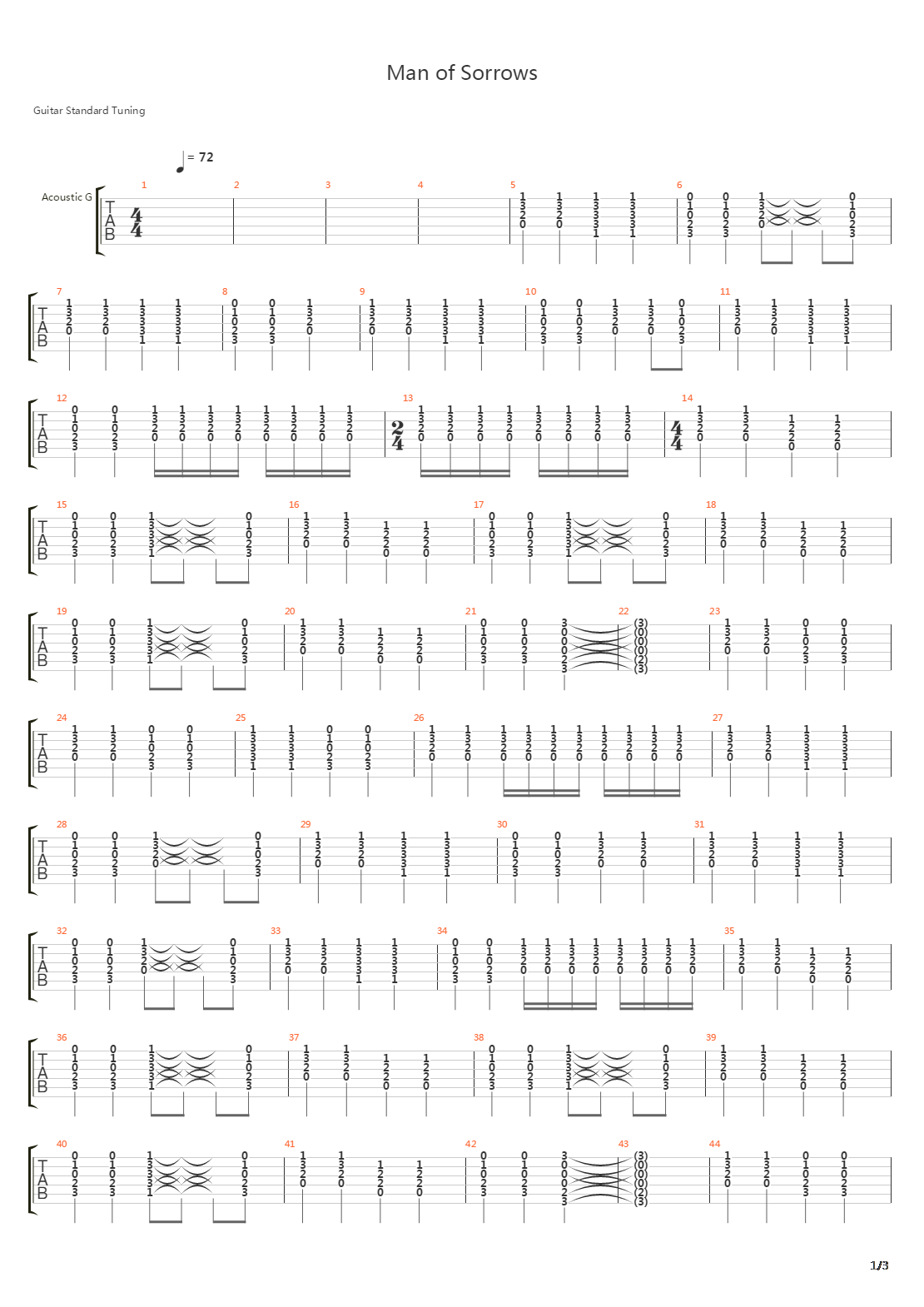 Man Of Sorrows吉他谱