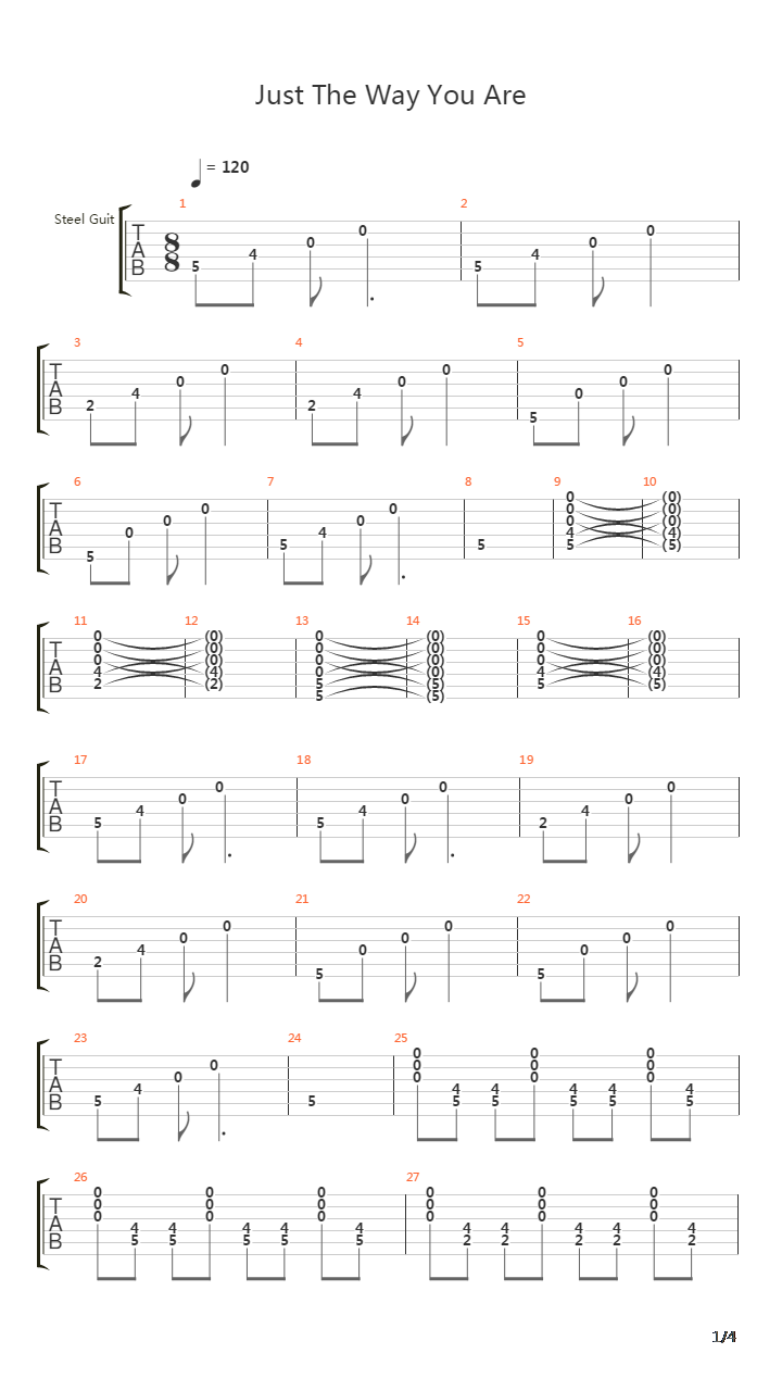 Just The Way You Are吉他谱