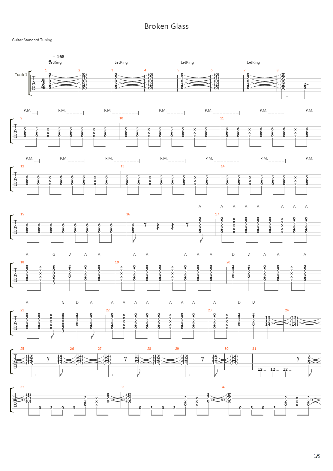 Broken Glass吉他谱
