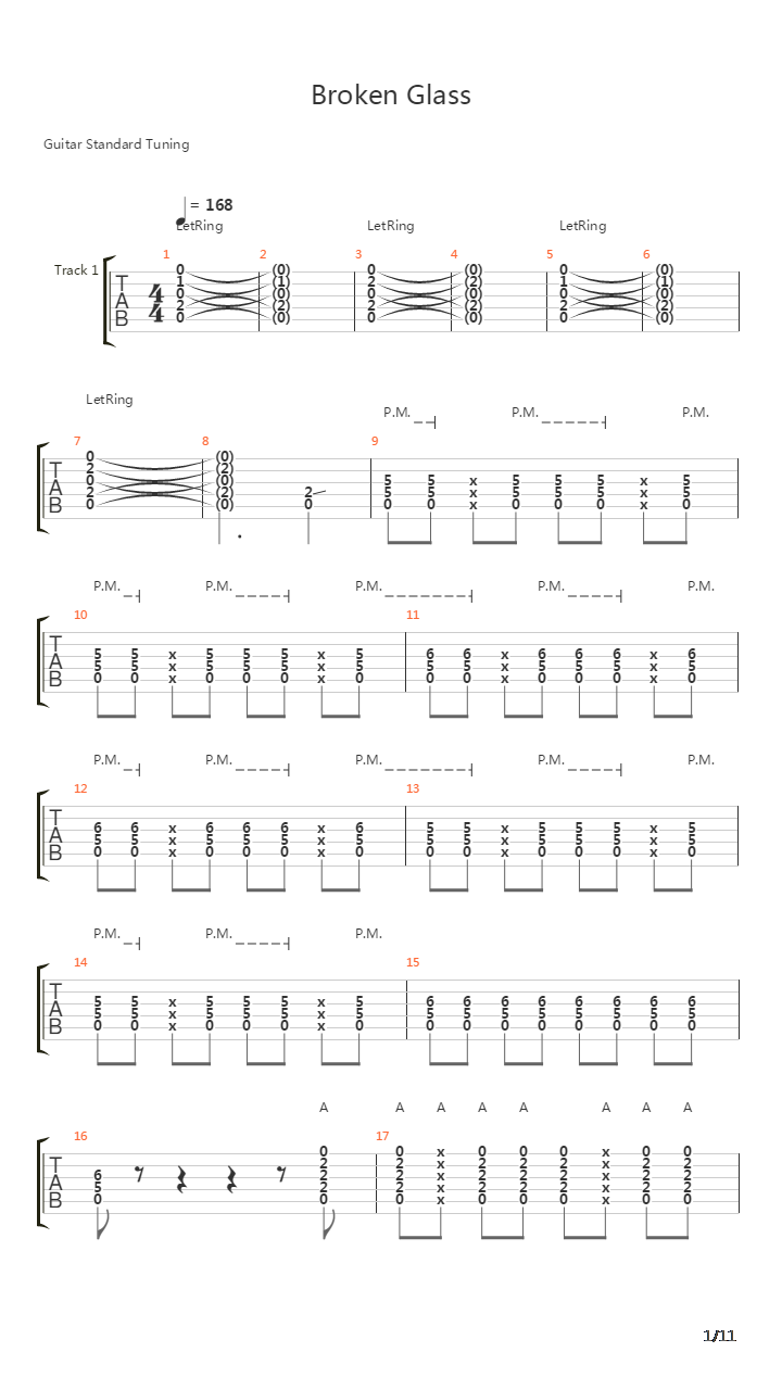 Broken Glass吉他谱