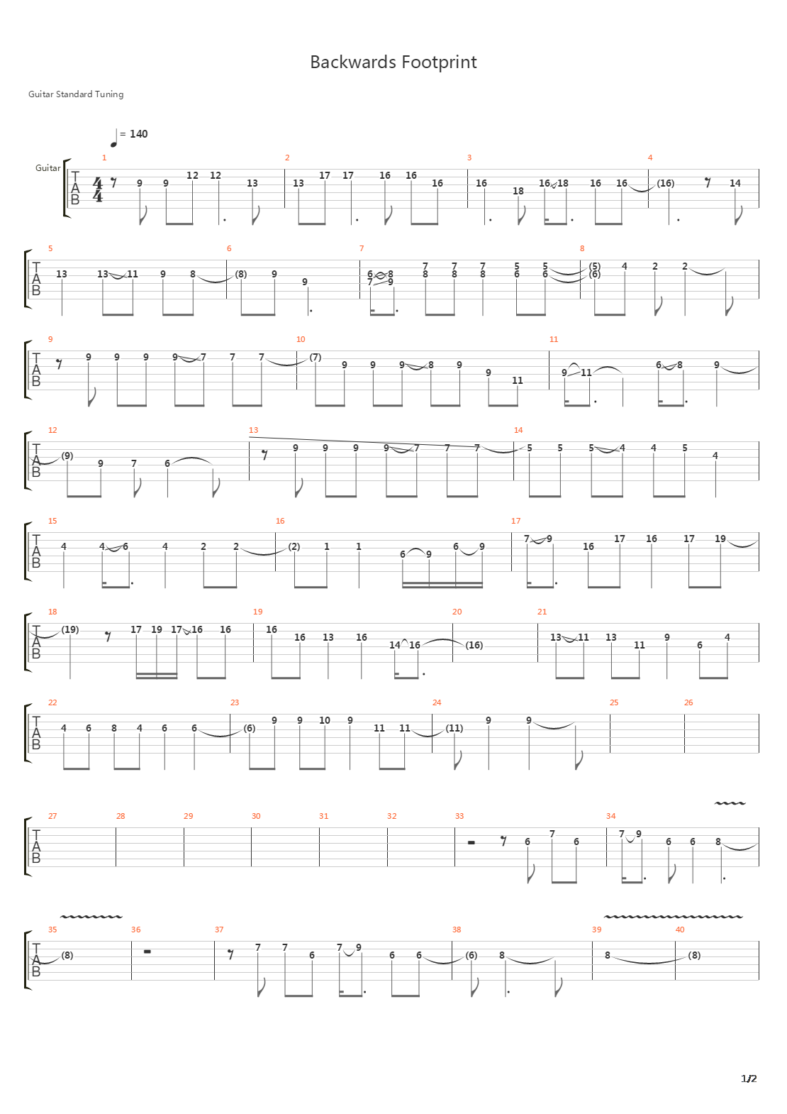 Backwards Footprint吉他谱