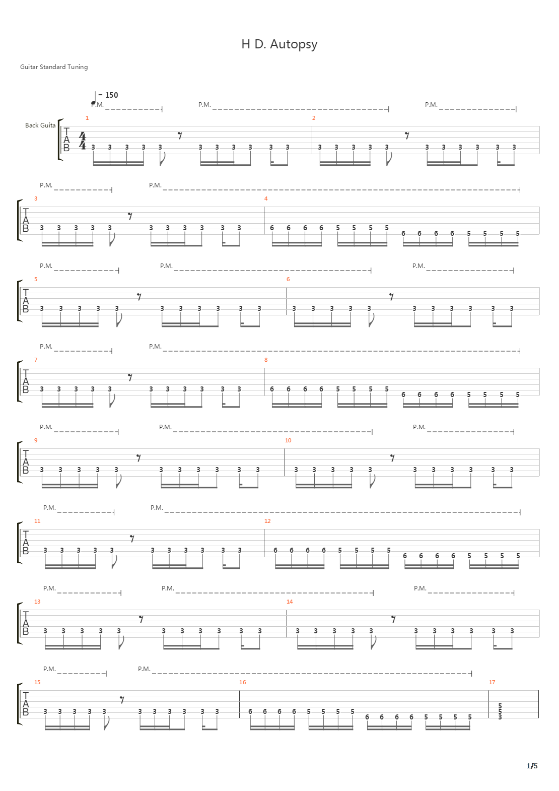 H. D. Autopsy吉他谱
