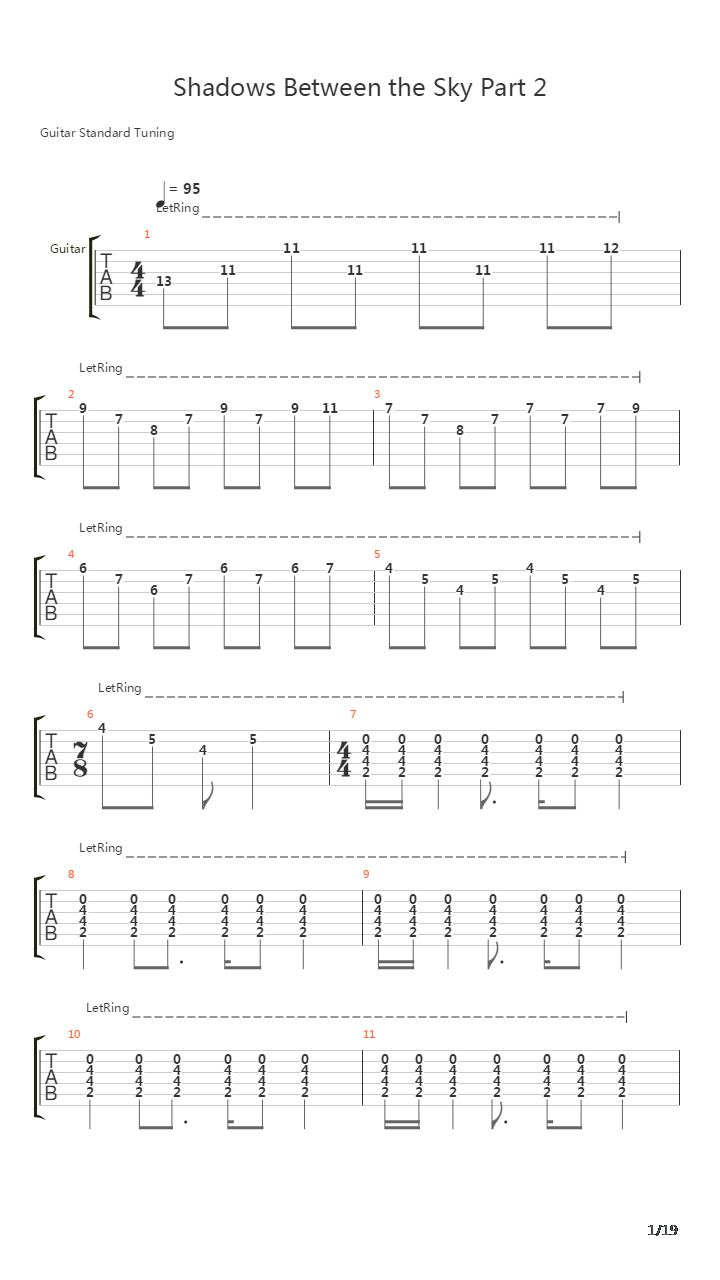 Shadows Between The Sky吉他谱