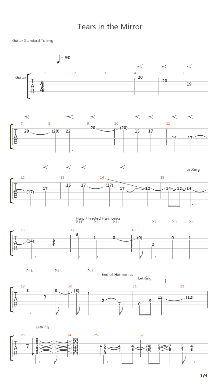Tears In The Mirror吉他谱