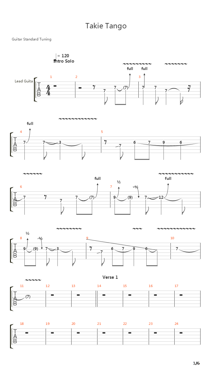 Takie Tango吉他谱