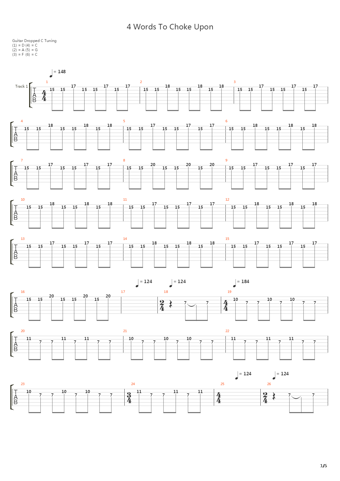 4 Words (To Choke Upon)吉他谱