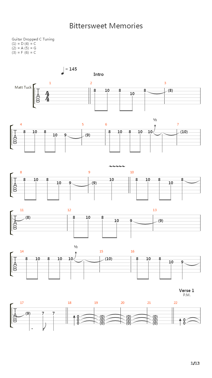Bittersweet Memories吉他谱
