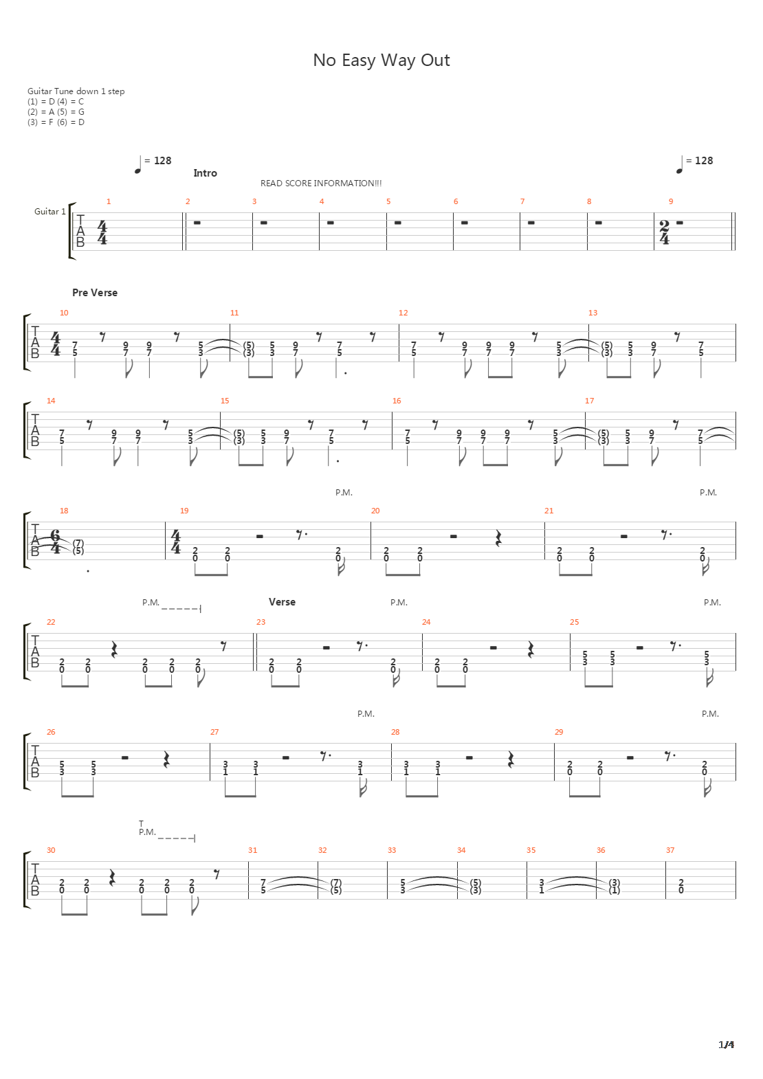 No Easy Way Out吉他谱