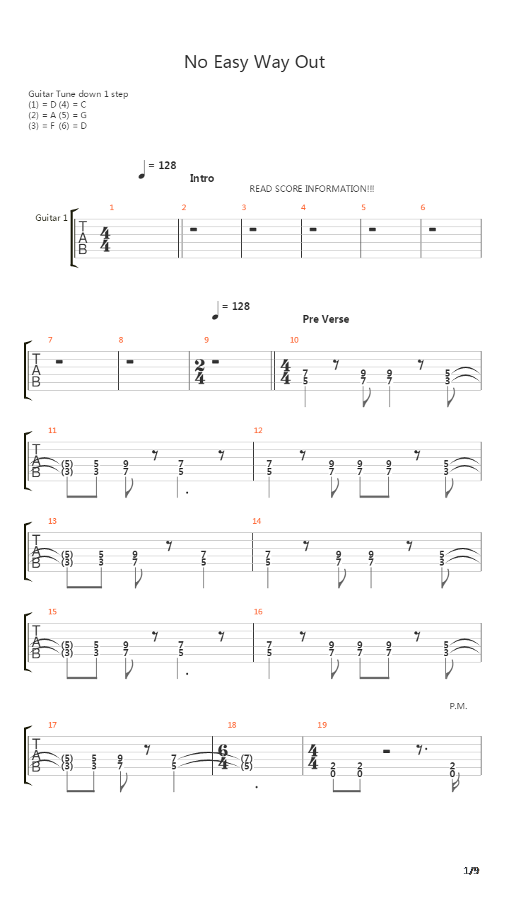 No Easy Way Out吉他谱