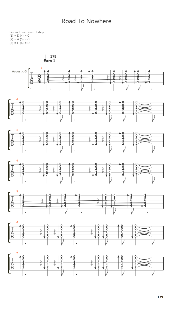 Road To Nowhere吉他谱