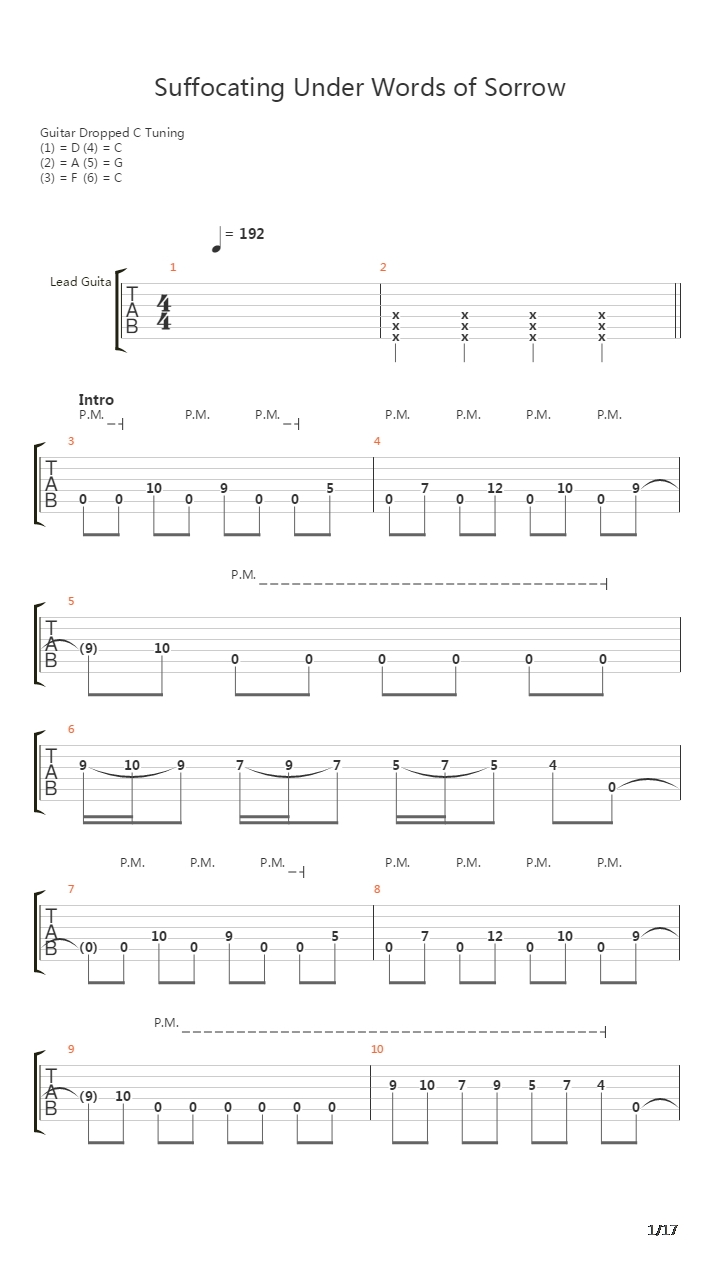 Suffocating Under Words Of Sorrow吉他谱