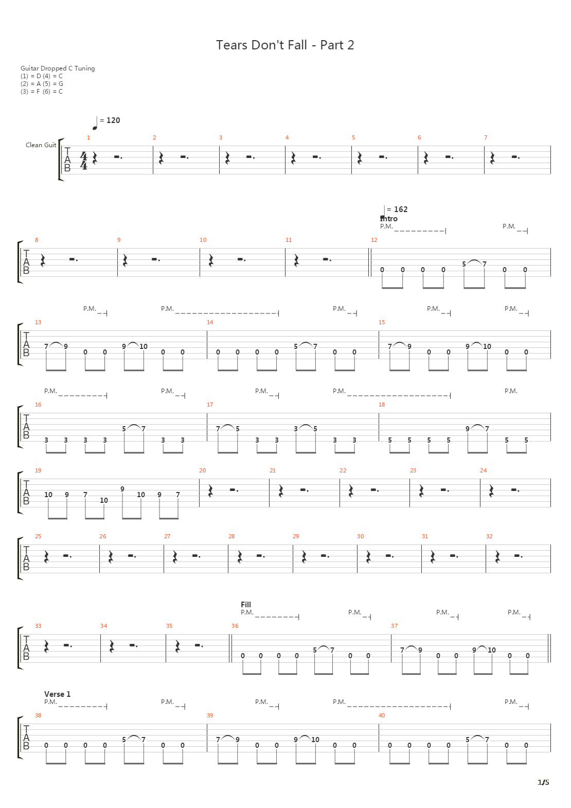Tears Don't Fall (Part 2)吉他谱