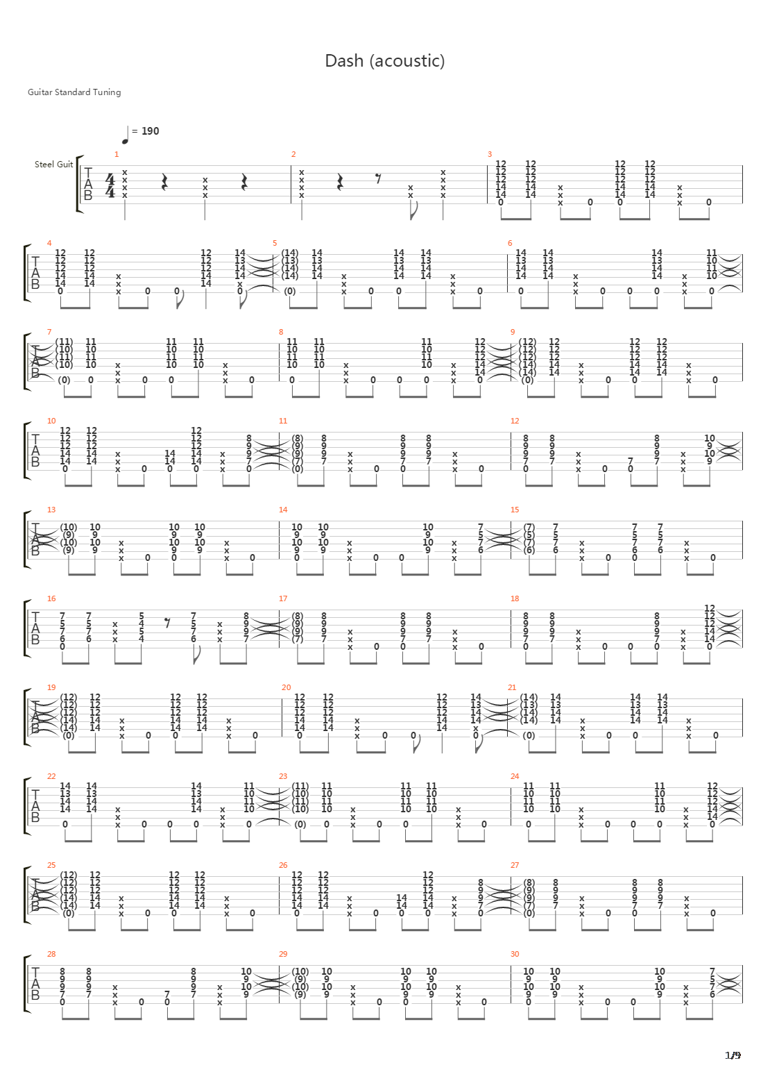 Dash (Acoustic)吉他谱
