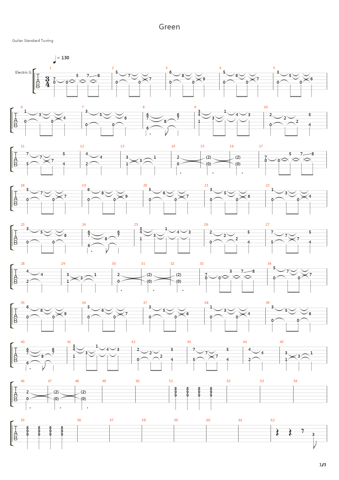 Green吉他谱
