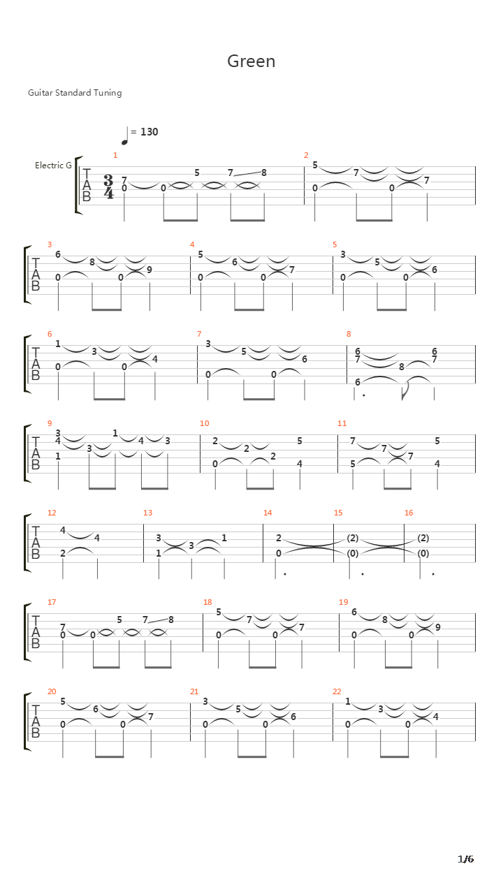 Green吉他谱