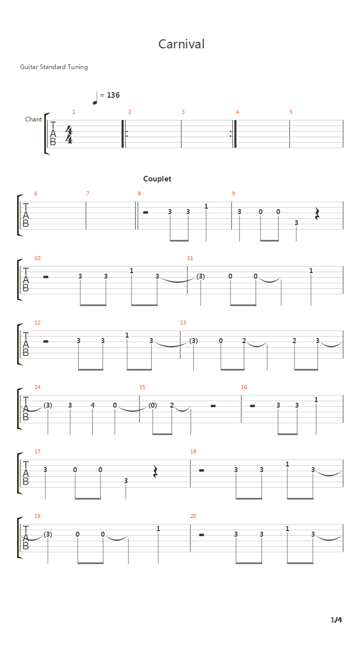 Carnival吉他谱