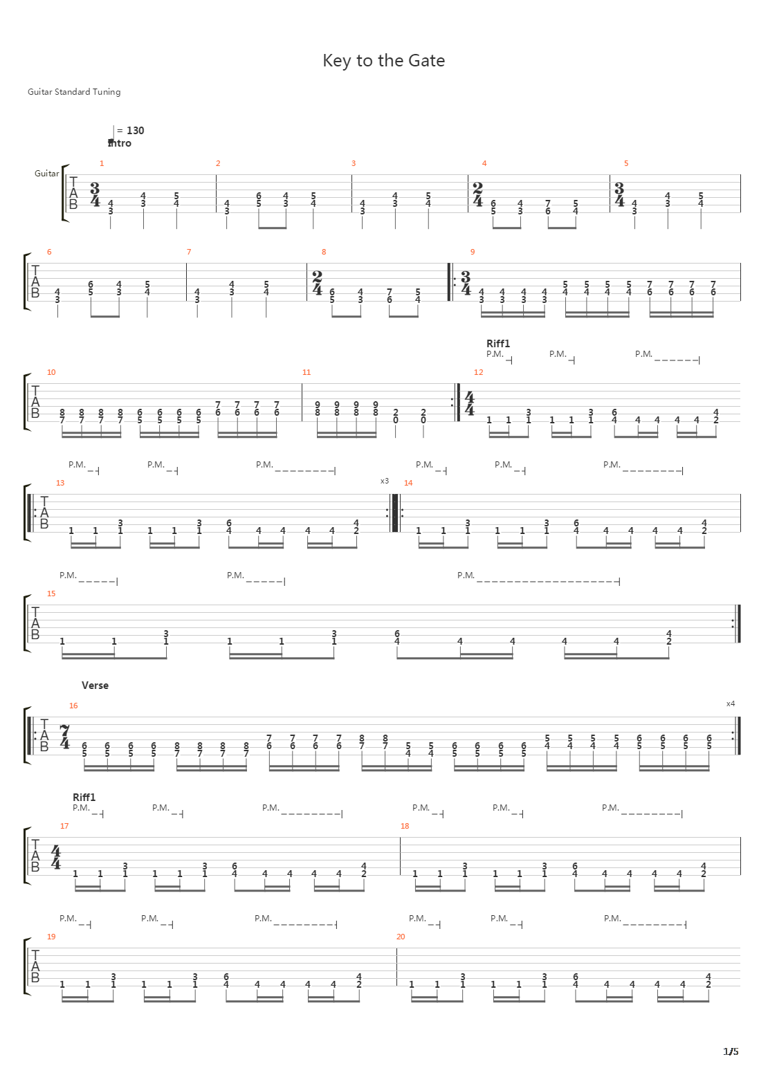 Key To The Gate (Complete Song)吉他谱