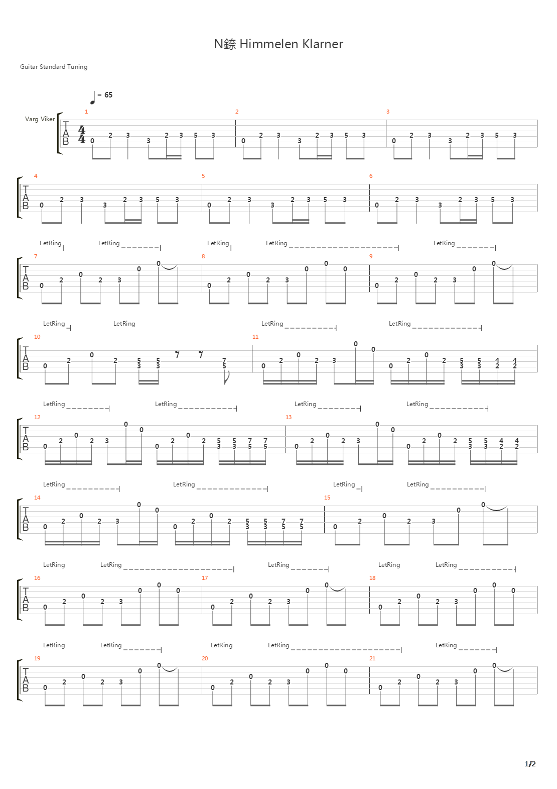 Nr Himmelen Klarner吉他谱