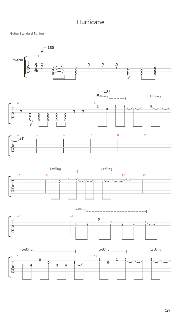 Hurricane吉他谱