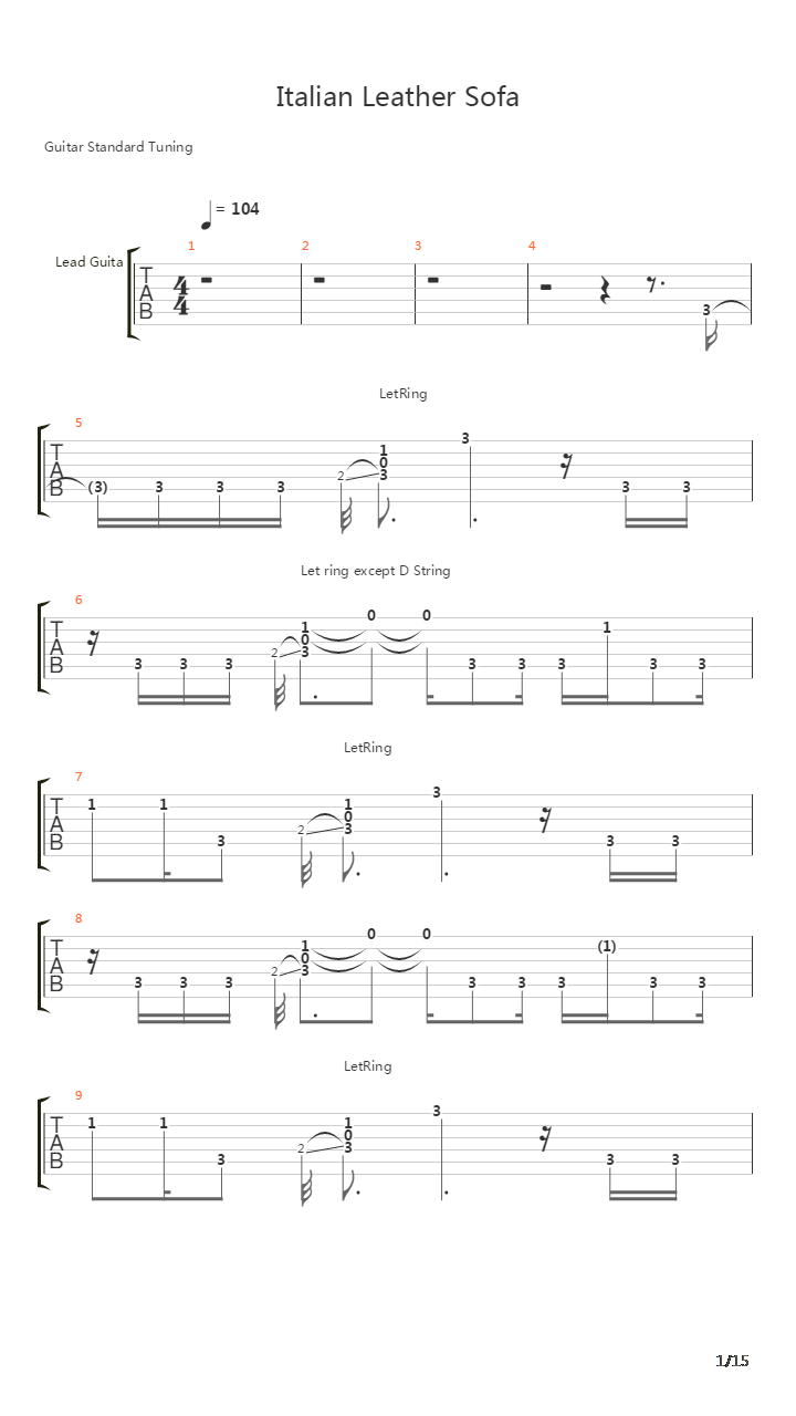 Italian Leather Sofa吉他谱