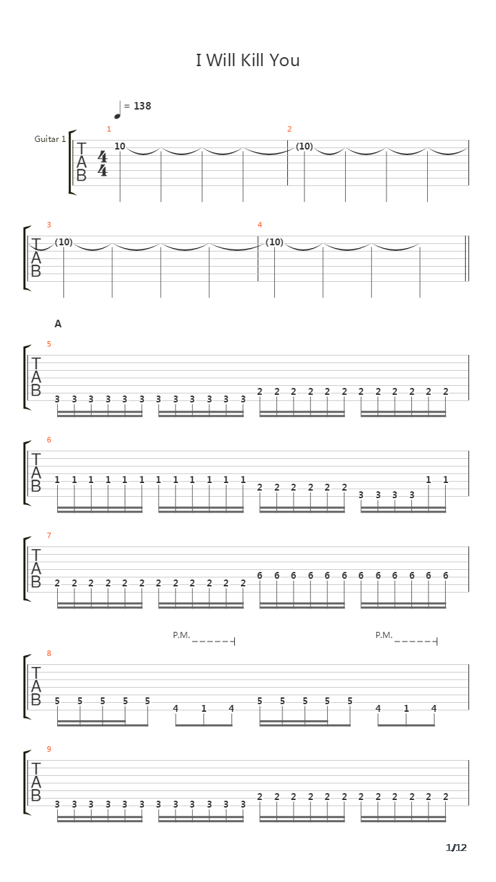 I Will Kill You吉他谱