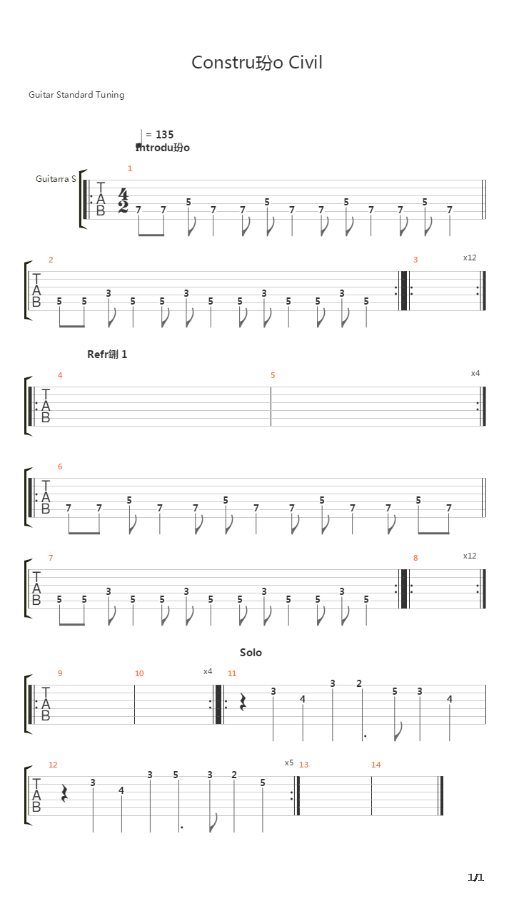 Construção Civil吉他谱