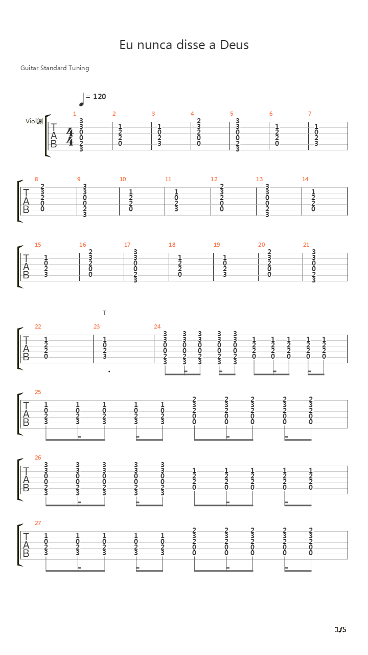 Eu Nunca Disse Adeus 2吉他谱