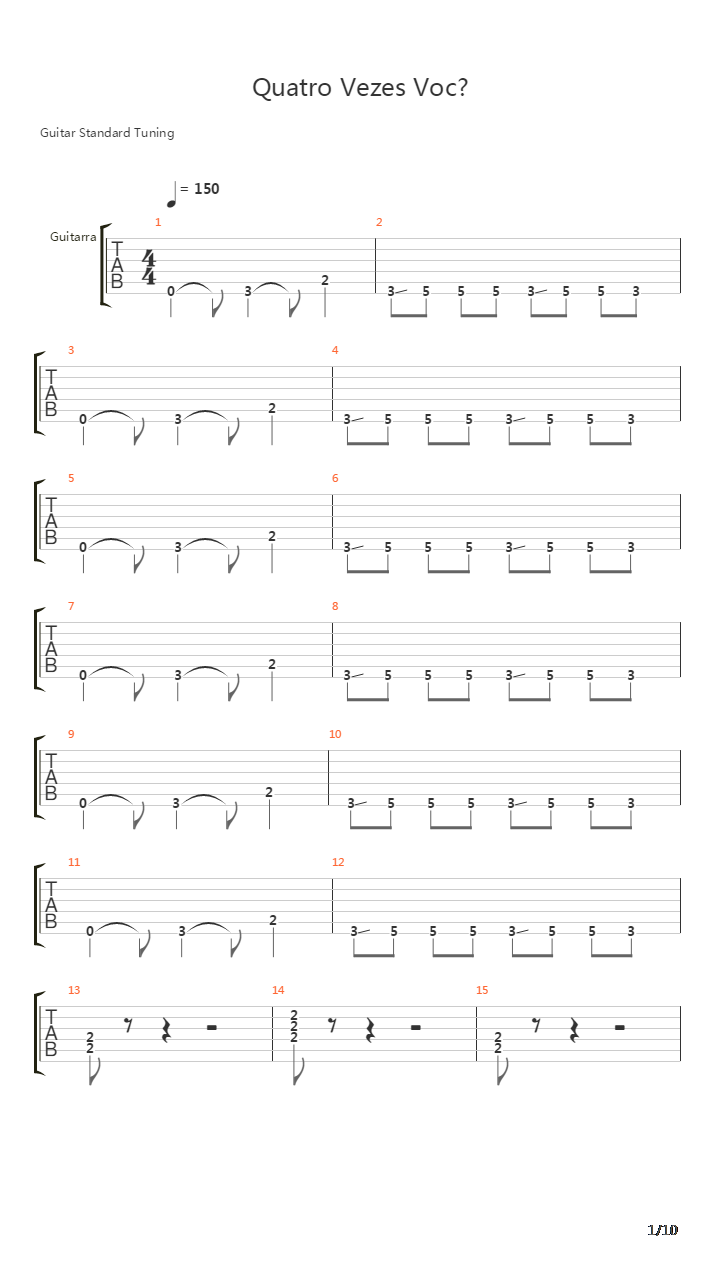 Quatro Vezes Você吉他谱