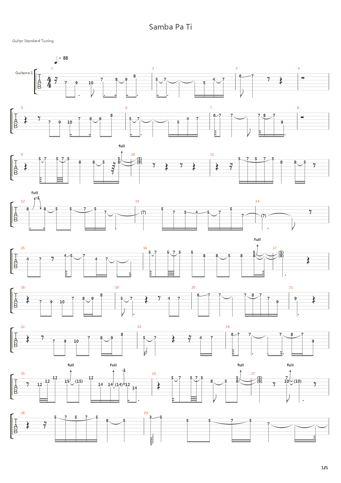 Samba Pa Ti吉他谱