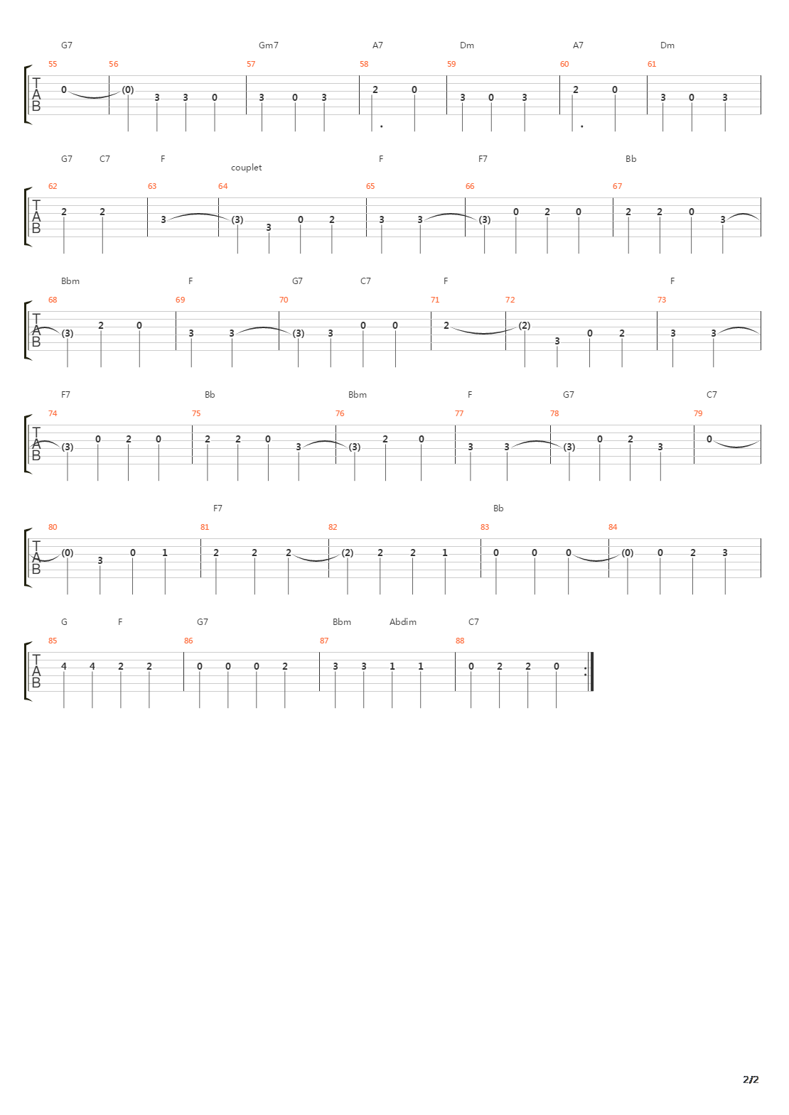 Ménilmontant吉他谱