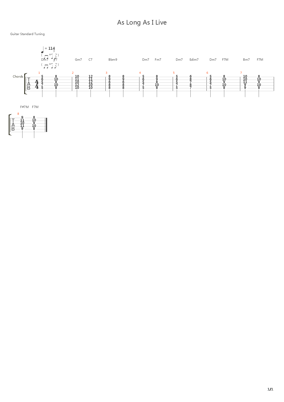As Long As I Live (Solo)吉他谱