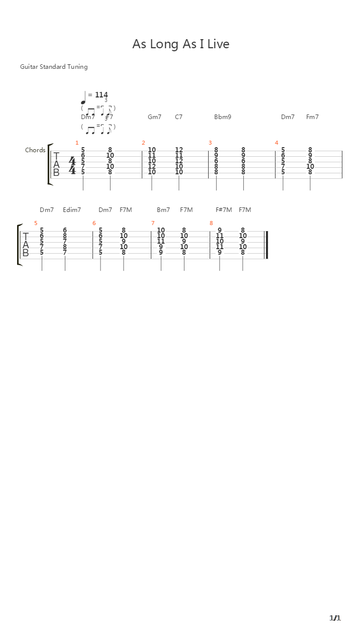 As Long As I Live (Solo)吉他谱