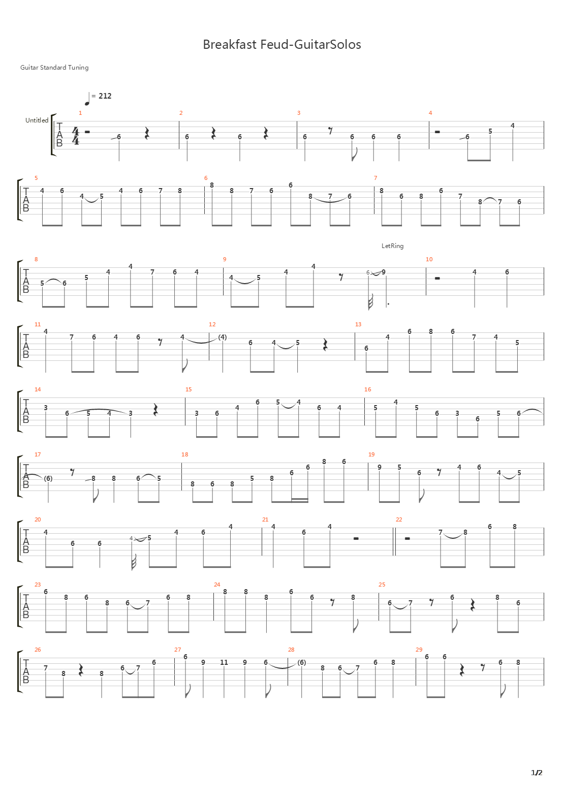 Breakfast Feud (Solo)吉他谱